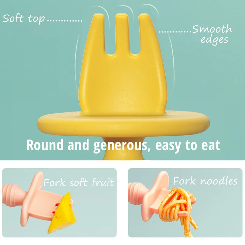 Baby Mini Silicone Fork Spoon
