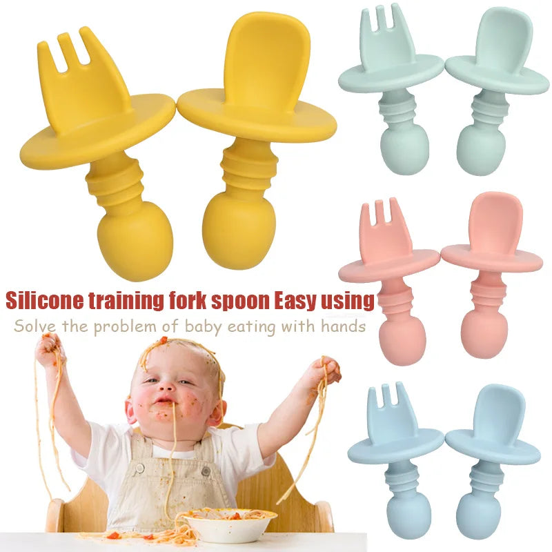 Baby Mini Silicone Fork Spoon