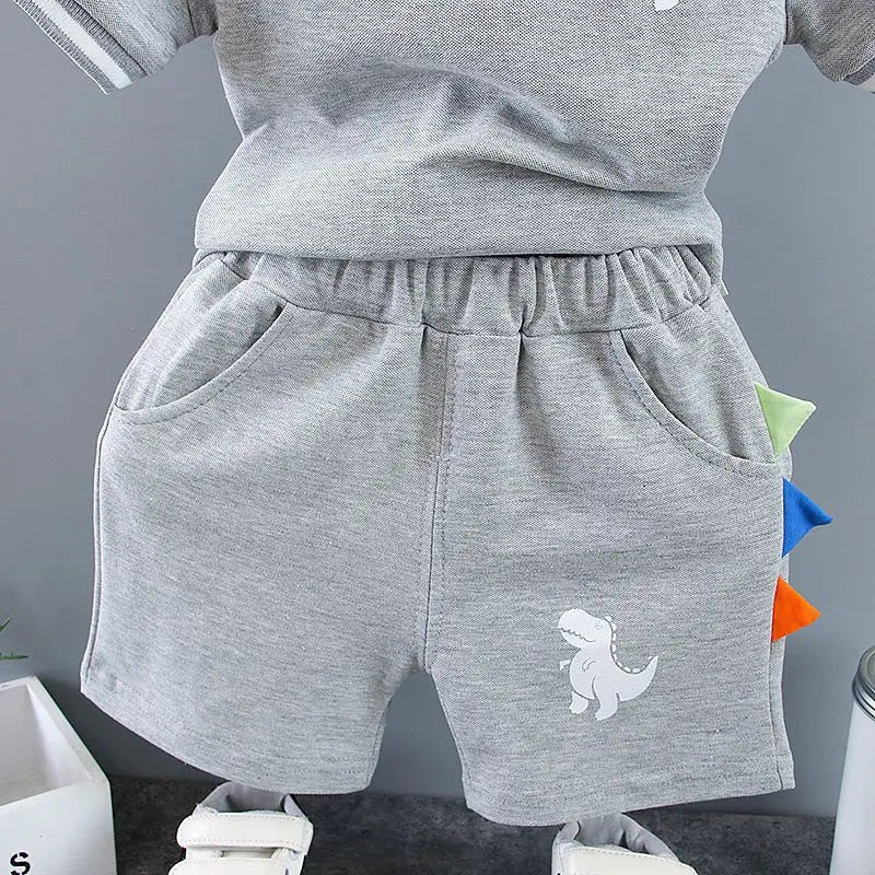 Baby Dinosaur Printed Turn-down Collar Sets