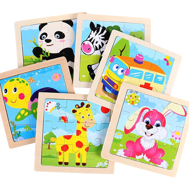 Kids Wood Animal Cartoon Traffic Toy