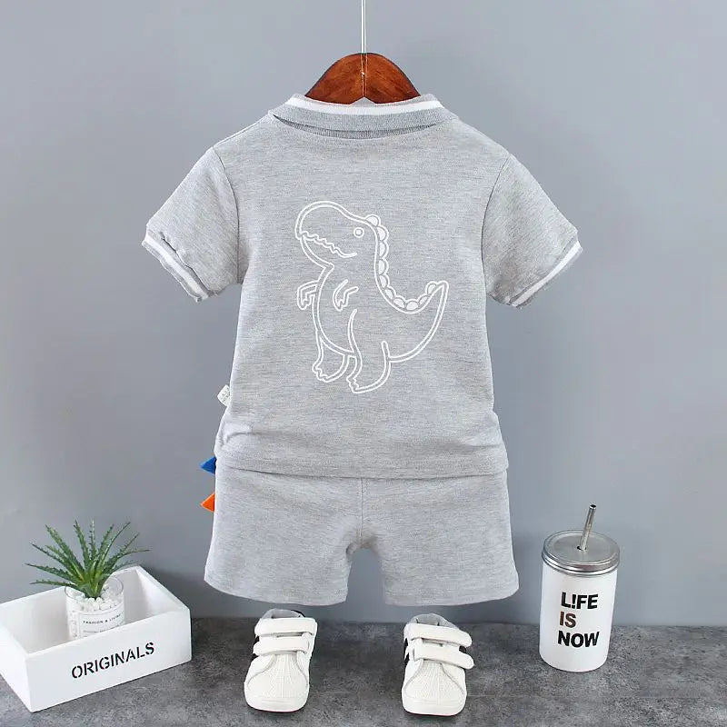 Baby Dinosaur Printed Turn-down Collar Sets