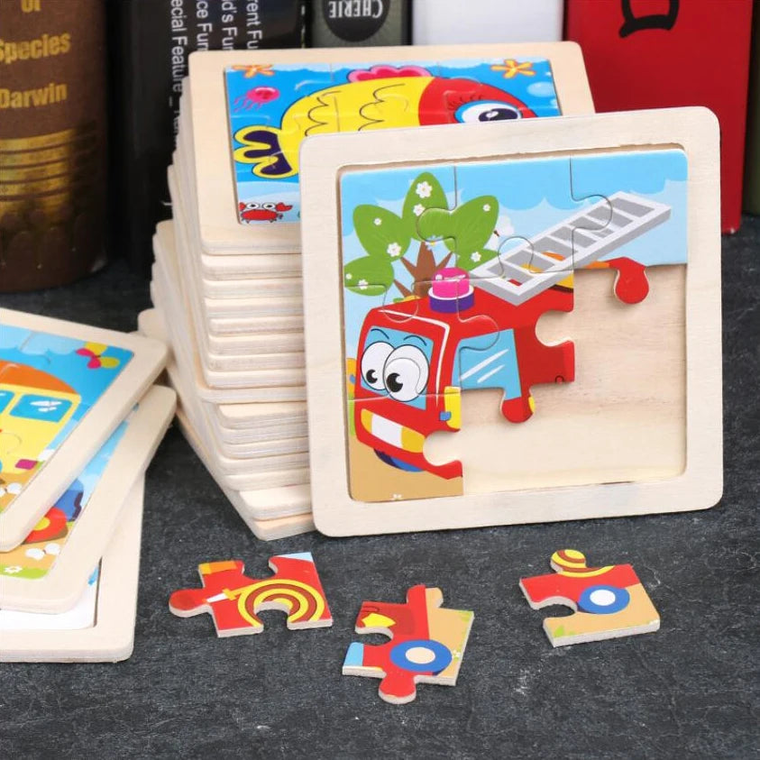Kids Wood Animal Cartoon Traffic Toy