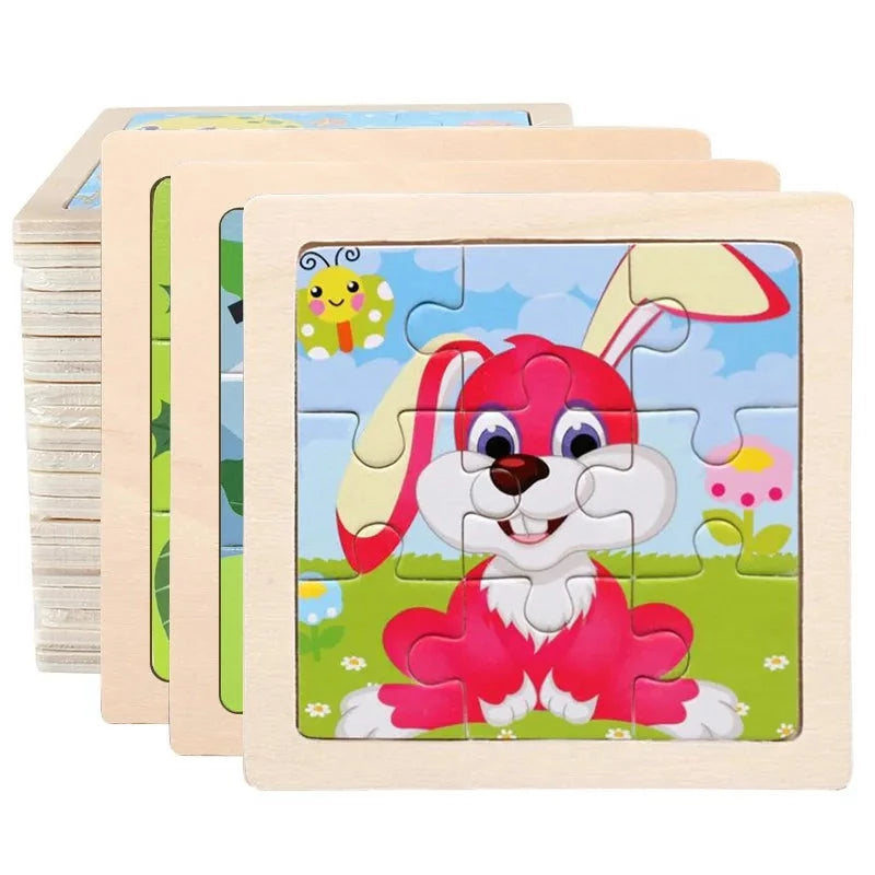 Kids Wood Animal Cartoon Traffic Toy