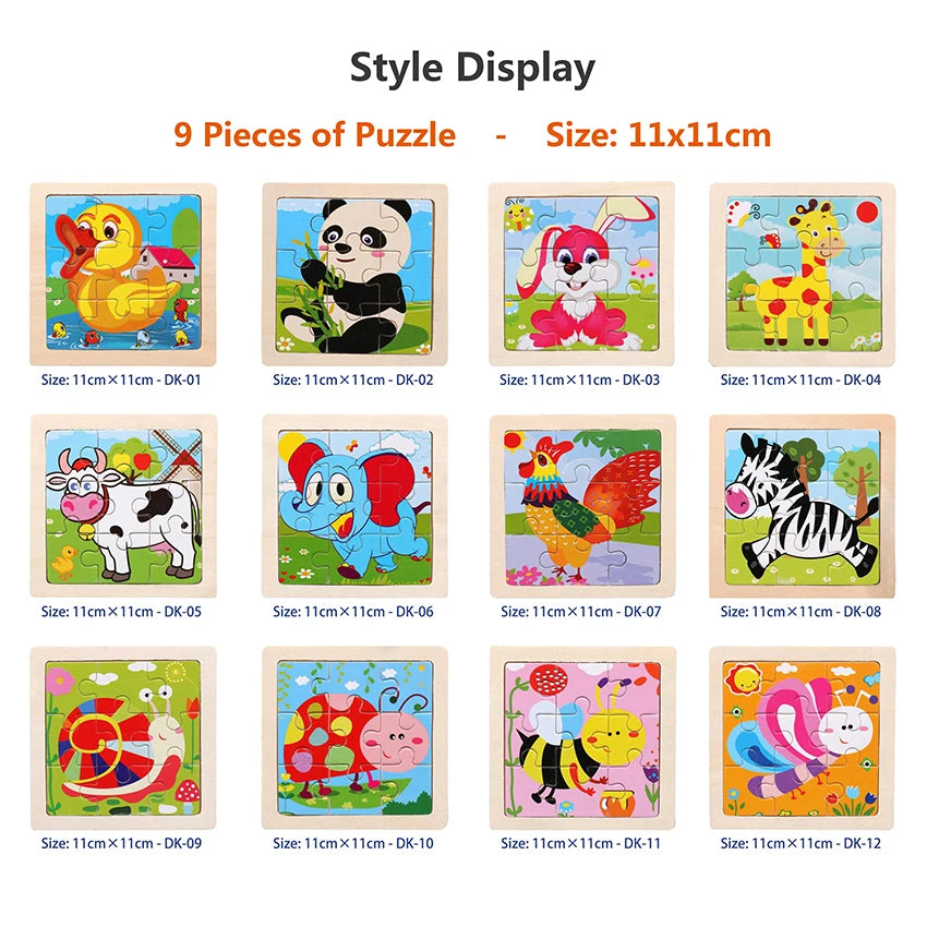 Kids Wood Animal Cartoon Traffic Toy