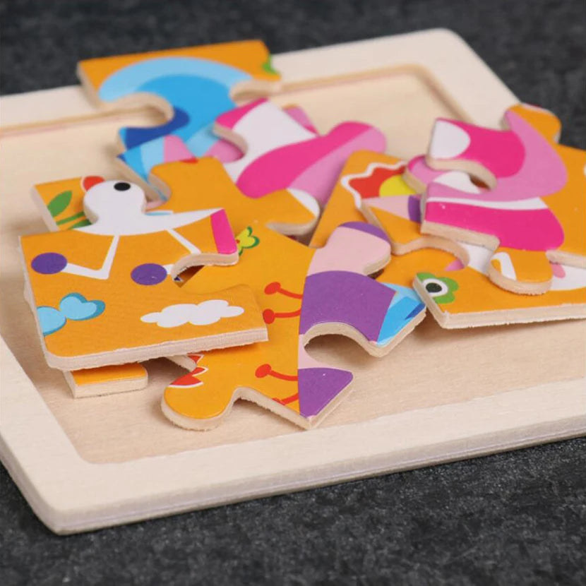 Kids Wood Animal Cartoon Traffic Toy