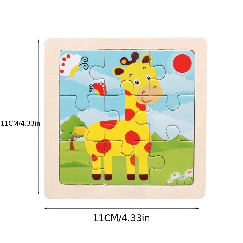 Kids Wood Animal Cartoon Traffic Toy