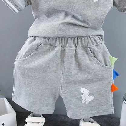 Baby Dinosaur Printed Turn-down Collar Sets
