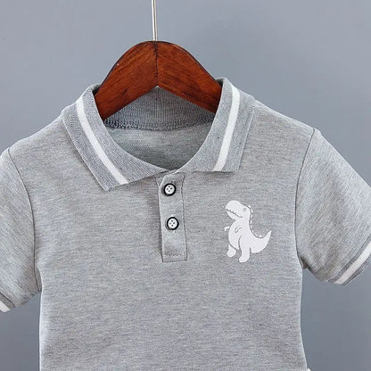 Baby Dinosaur Printed Turn-down Collar Sets