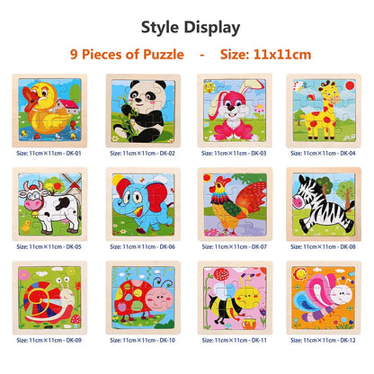 Kids Wood Animal Cartoon Traffic Toy