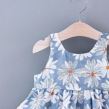 Floral Summer Princess Dress Girls Everyday Bow Casual