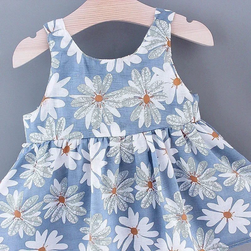 Floral Summer Princess Dress Girls Everyday Bow Casual