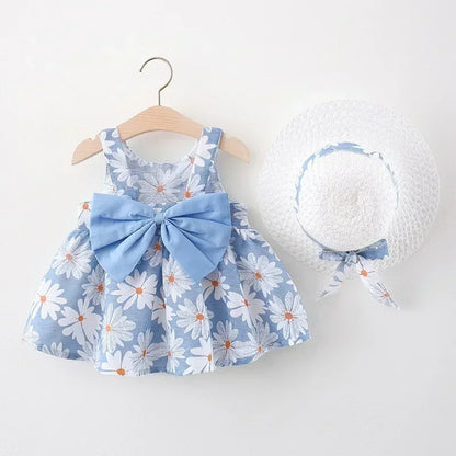 Floral Summer Princess Dress Girls Everyday Bow Casual