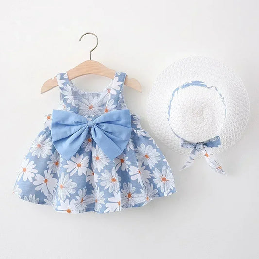 Floral Summer Princess Dress Girls Everyday Bow Casual