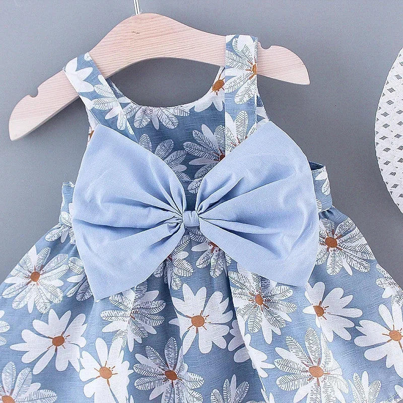 Floral Summer Princess Dress Girls Everyday Bow Casual