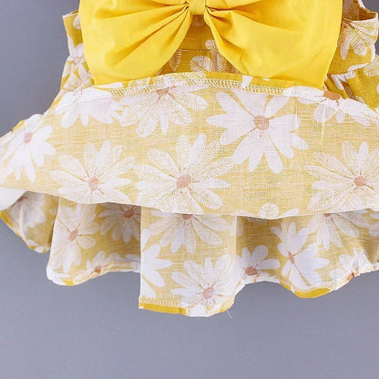 Floral Summer Princess Dress Girls Everyday Bow Casual