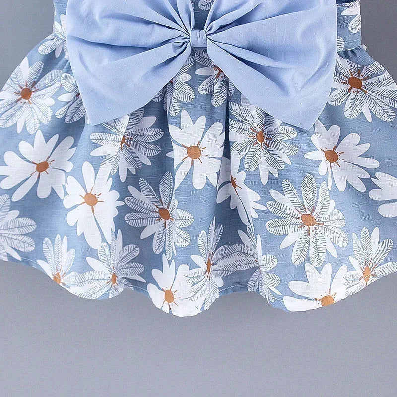 Floral Summer Princess Dress Girls Everyday Bow Casual